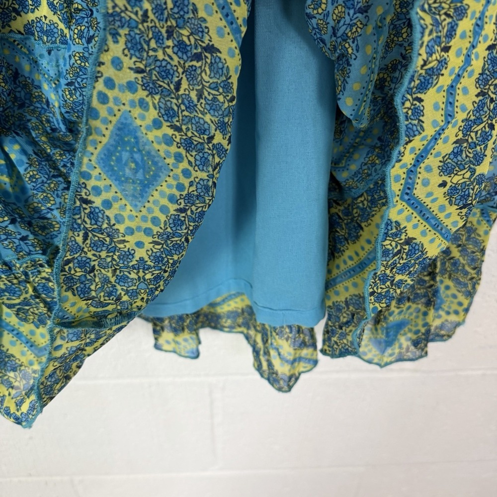 VTG Draper's & Damon's Skirt BoHo Maxi Skirt SZ LP Blue Gauzy Tiers Sheer Gypsy - Picture 5 of 11
